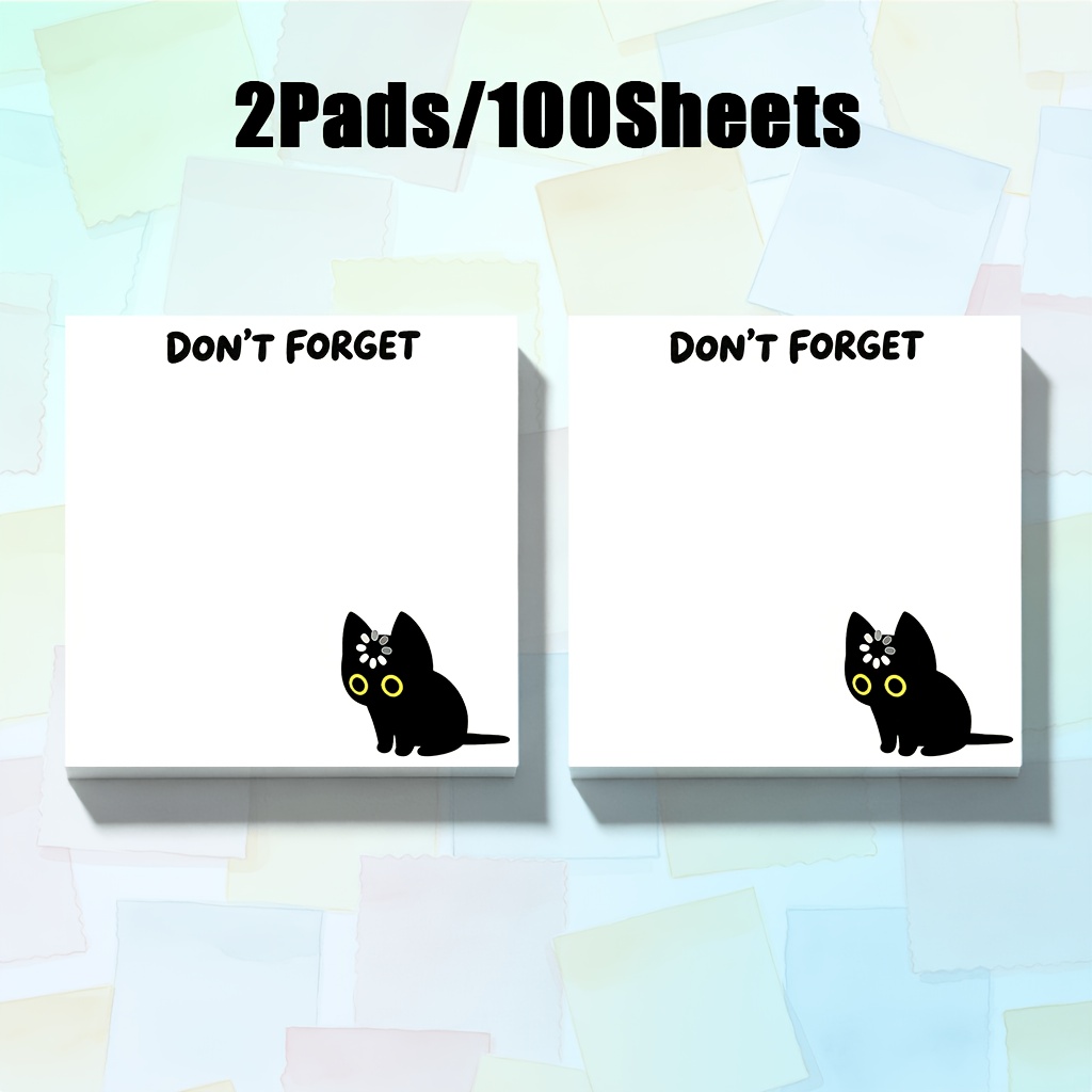 50 Sheets Funny "DON'T FORGET" Black Cat Loading Memo Pad, Sticky Notes