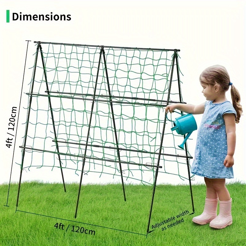 

Metal Garden Grid Climbing Frame Set Is Suitable For Elevated Beds -48 X 48 Inches Detachable Climbing Frame With Mesh And Clips, Suitable For Outdoor Plants, , Flowers, Vegetables