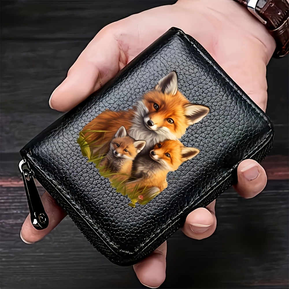 TEMU 1pc Women's Wallet Suitable For All Kinds Of Funds Management, Zipper Closure Fox Print Coin Purse & Card Holder - Elegant Birthday Gift For,,,