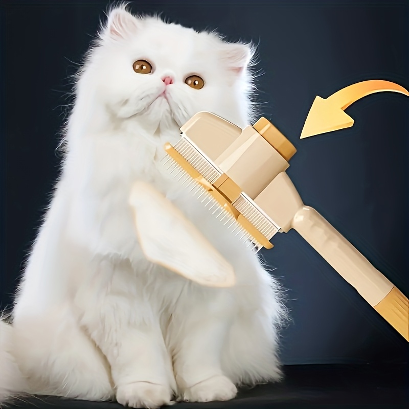 selbstreinigender katzen- & hundehaarentferner – entfilzungsburste mit rostfreien borsten & ergonomischem griff,   für katzen, hunde, kaninchen – sanftes entwirren, kunststoff- & edelstahl-pflegewerkzeug für haustiere