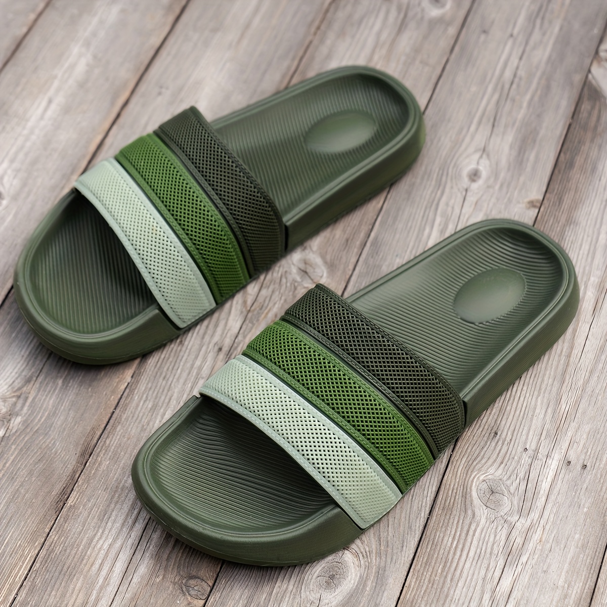 Image of 2025 Material Indoor Slippers For Men Colorful Stripes Wear-resistant Home Anti-odor Summer Non-slip Outdoor Sandals