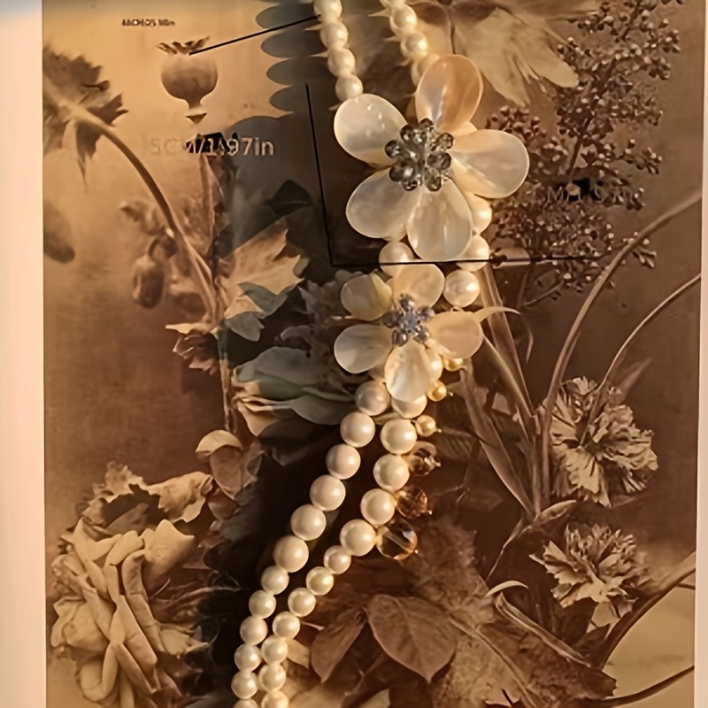 Women's Seashell Poetry Double Layer Pearl Necklace, Floral