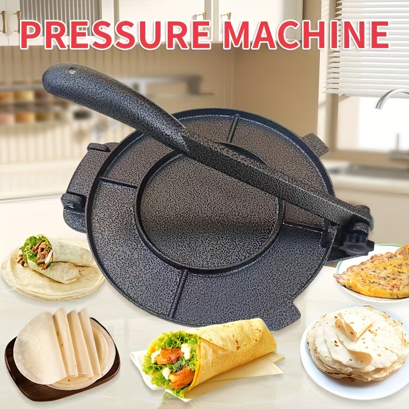 Manual Aluminum Tortilla Press - Heavy-Duty Round Cake Maker with Ergonomic Handle, Non-Stick Surface for Evenly Pressed Dumplings, Tacos, Empanadas