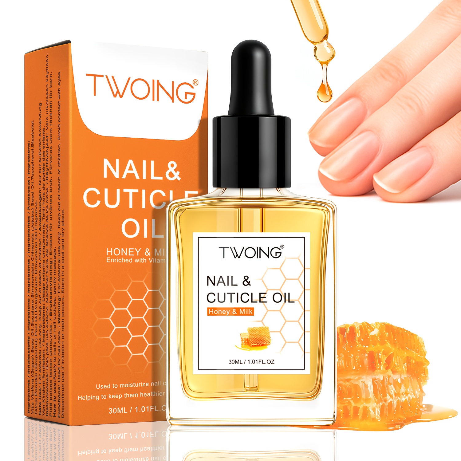 Image of Twoing Cuticle Oil Honey Milk Moisturizer For Nail Cuticles, Designed For Dry Skin And Fragile Nails. This Nourishing And Softening Oil -looking Nails And Smoother Skin, Providing For Your Fingernails