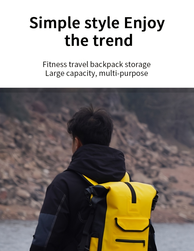 25L Tarpaulin Backpack with Reflective Strips, Convenient to Use, Front Zipper Pocket Backpack, Suitable for Hiking