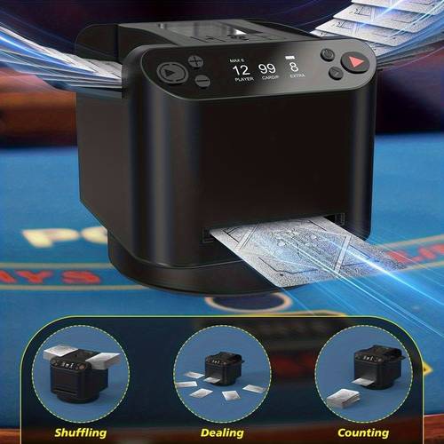 automatic card shuffler and dealer 1 2 decks support 12 players built in gameplays 360 180 deal for poker black