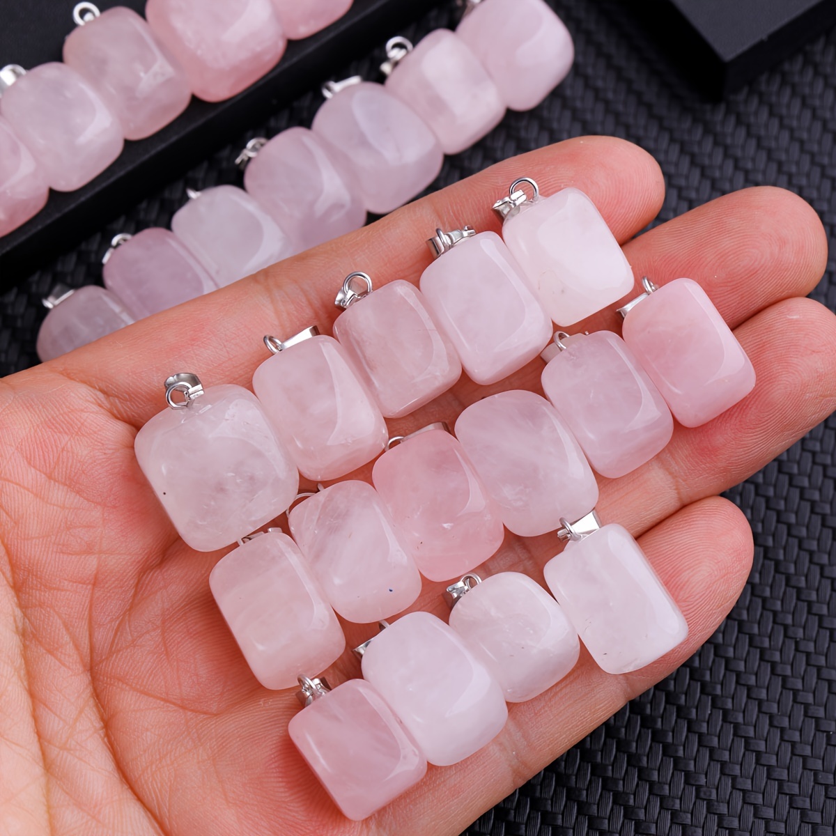 

3/10/15pcs Pendentifs en quartz rose naturel, carrée irrégulière, ensemble pour la fabrication de bijoux DIY, pendentif en collier pour hommes et femmes, fournitures pour l'artisanat de cristalline