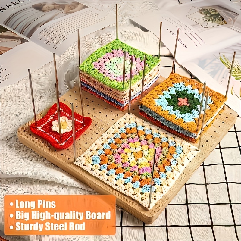 

1pc " DIY" Planche de blocage en bambou pour crochet, Outil de façonnage en bois pour avec broches longues, Tige en acier de haute qualité, pour les de bricolage et les DIY à domicile