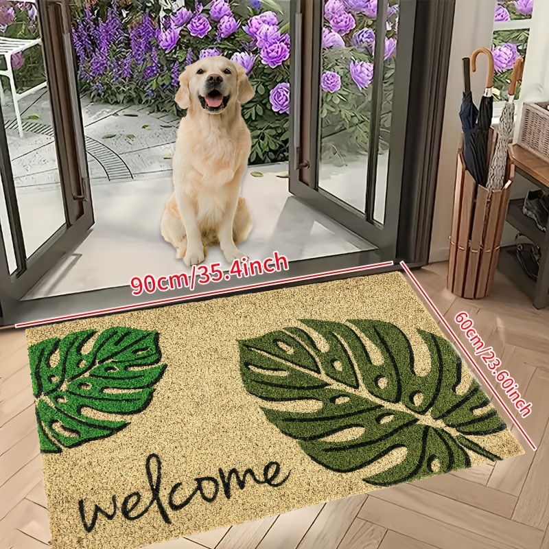 

1pc Outdoor Mat With Green Leaf Design - Stain Resistant, Easy To Clean, 35.4" .6" (90cm X 60cm), Pet Entrance, Patio, Balcony, Garden, And More