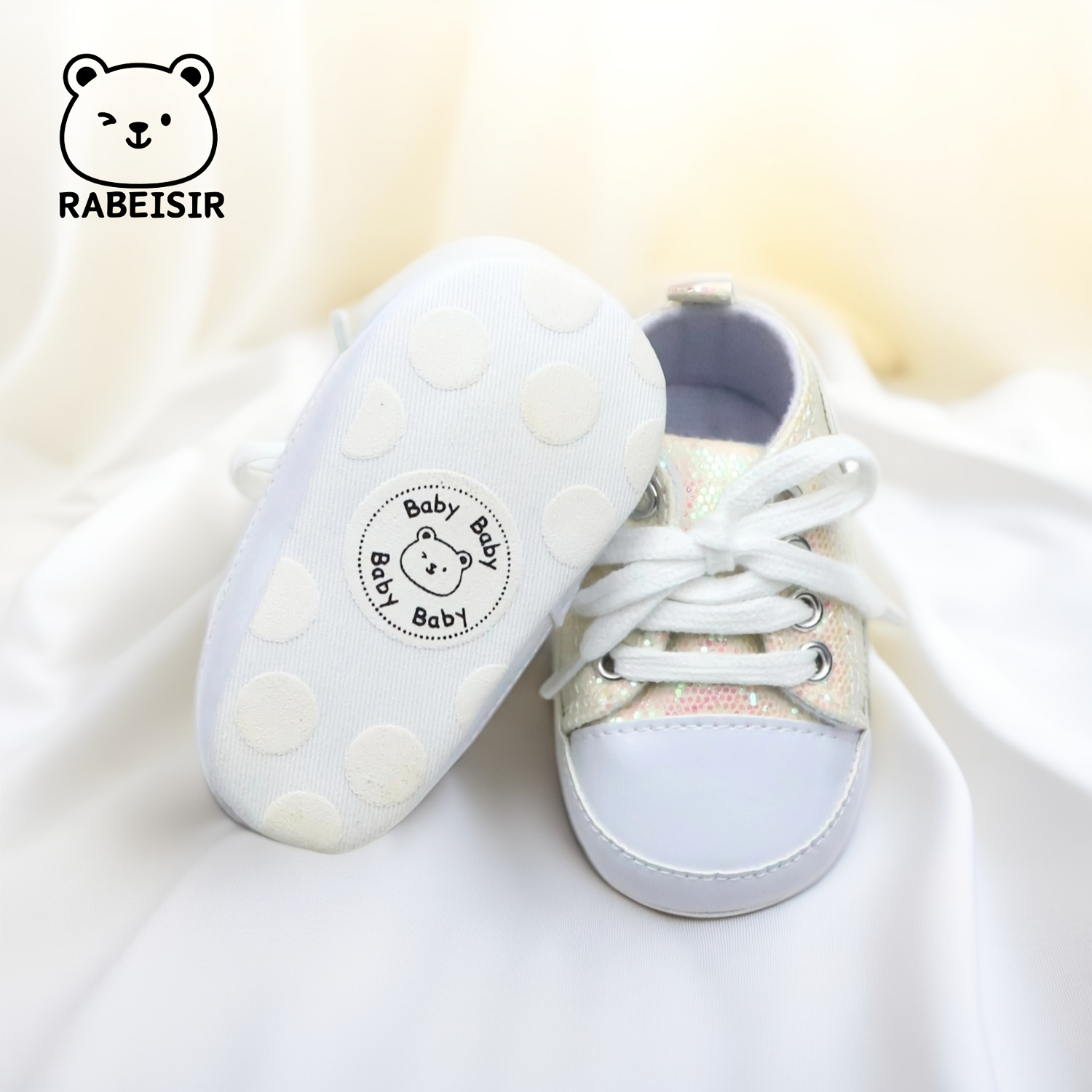 Trendy Comfortable Sequin Sneakers For Baby Boys, Lightweight Non Slip Shoes For Indoor Outdoor Walking, Spring And Autumn