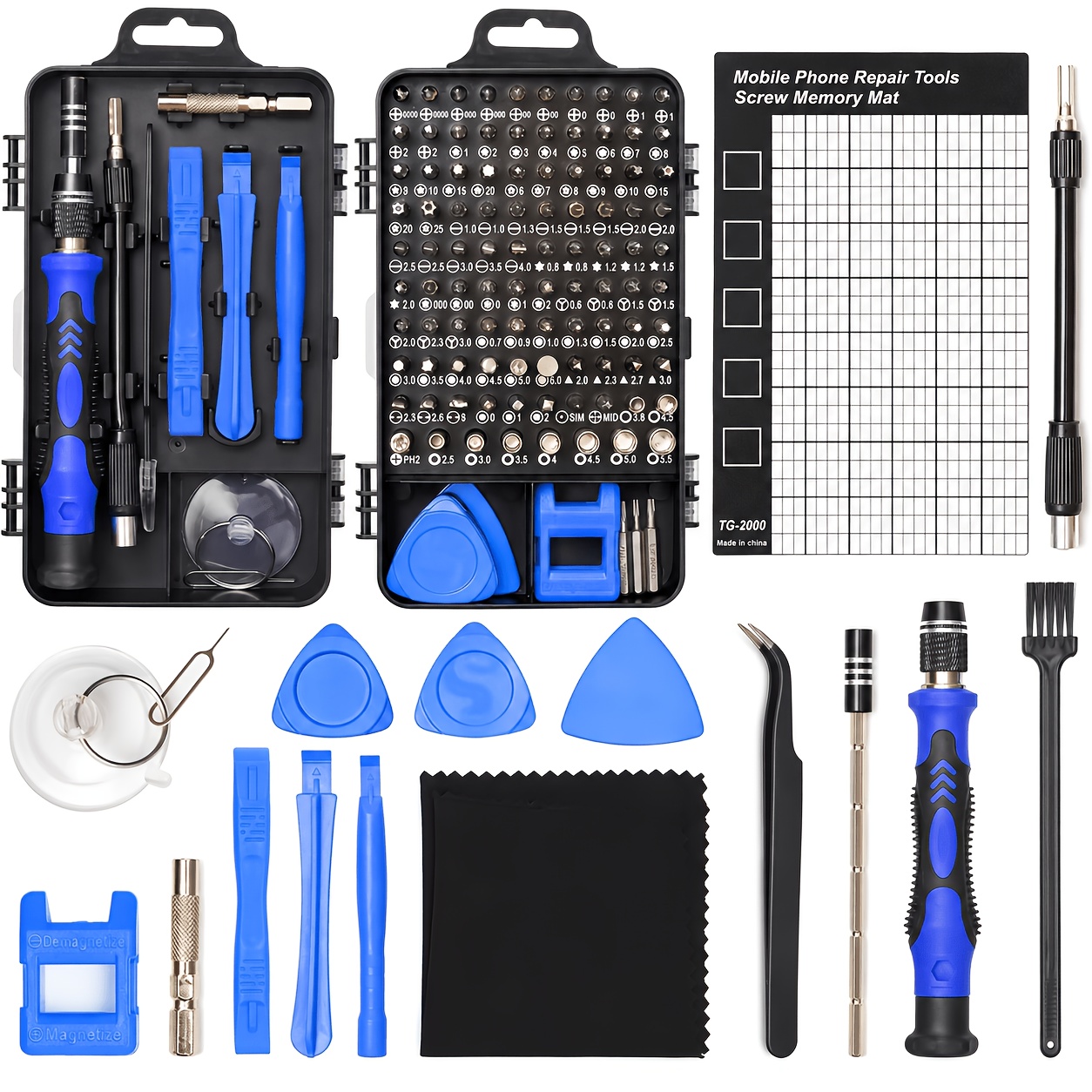 TEMU Kit de Tournevis de 124pcs avec Ensemble de Tournevis Magnétiques à 101 Embouts pour Réparation d'Ordinateur, Laptop, Téléphone Portable, PC,