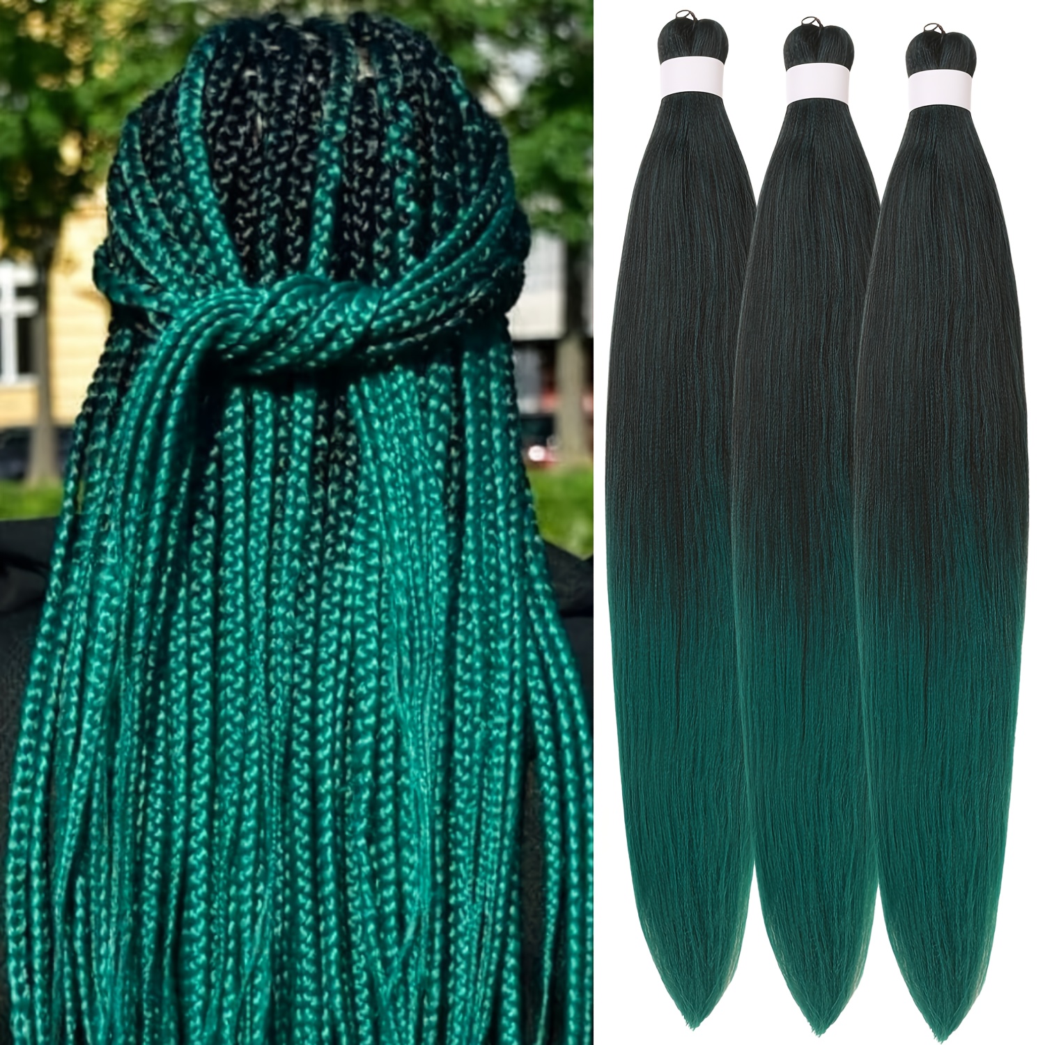 Image of 3 Pack Braiding Hair Pre Stretched - 26" 90g/pack Pre Stretched Braiding Hair Extensions, Professional Free Hot Water Setting Perm Texture Prestretched Braiding