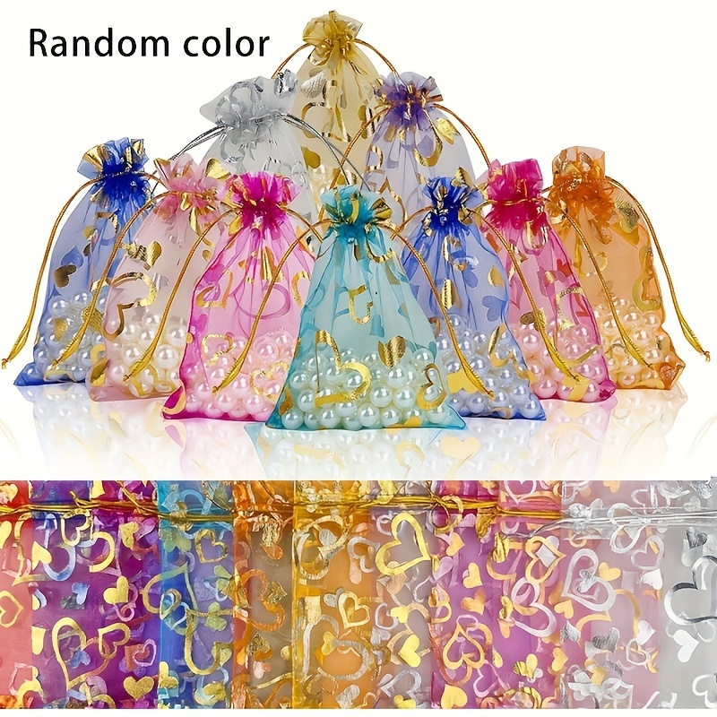 E-shop 100 Stück Rosen-Organza-Zugbeutel - 3.5x4.5" Farbverlauf Schmuck- & Süßigkeitenbeutel für Hochzeiten, Geburtstage, Weihnachten & Abschlussfeiern