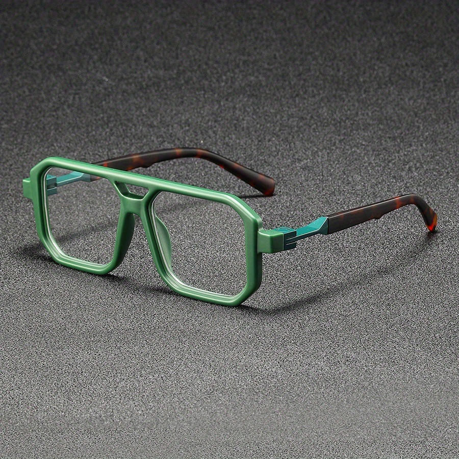 5pcs Men's Square Frame Double Beam Decorative Glasses Set