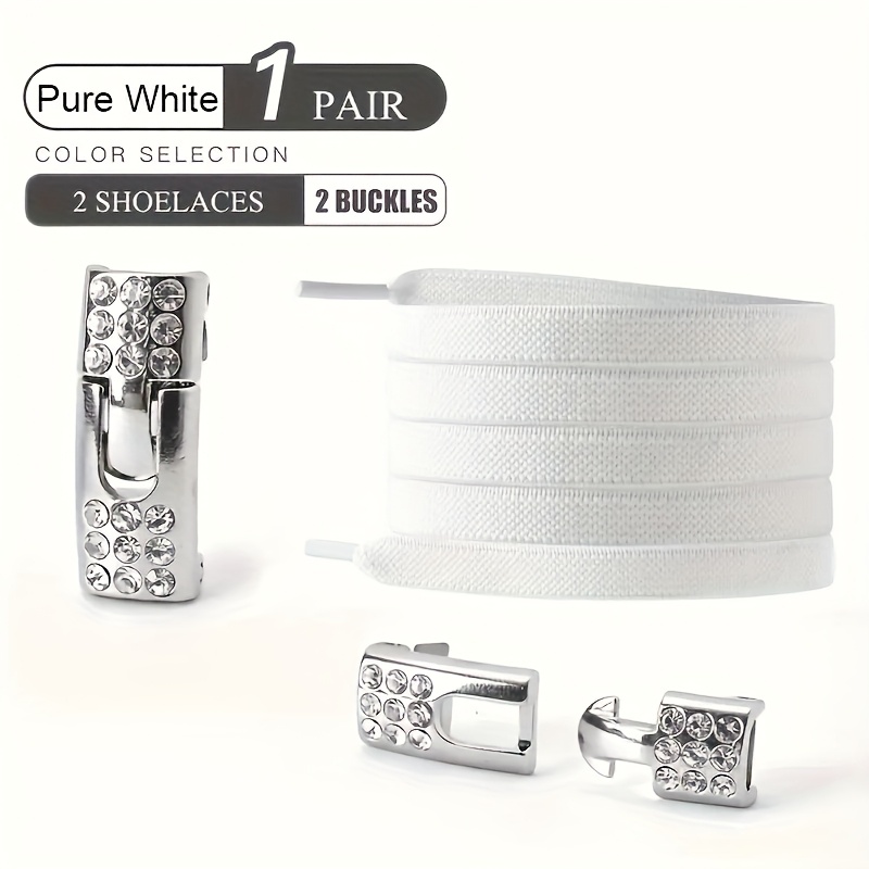 1-pair/4pcs Set No-tie Rhinestone Shoelaces, Fashionable Elastic Lazy Shoelaces, Exquisite Rhinestones Suitable For Sneakers, Canvas Shoes & Skate Shoes