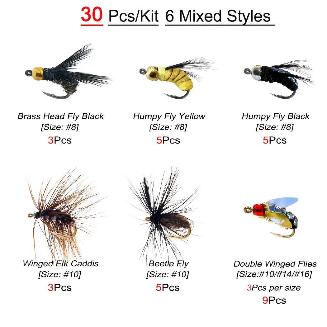 TEMU Ensemble de de pêche à 30/72pcs, appât artificiel sec avec boîte à , nymphéon , appâts de pêche à la chenille, matériau artificiel en plume et