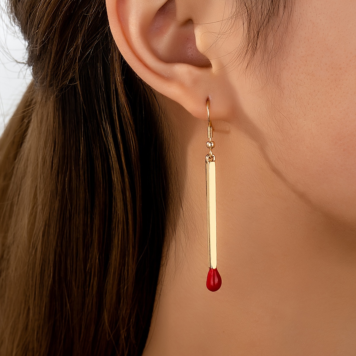 Image of A Pair Of Fashionable, Minimalist, And Unique Matchstick-shaped Women's Earrings