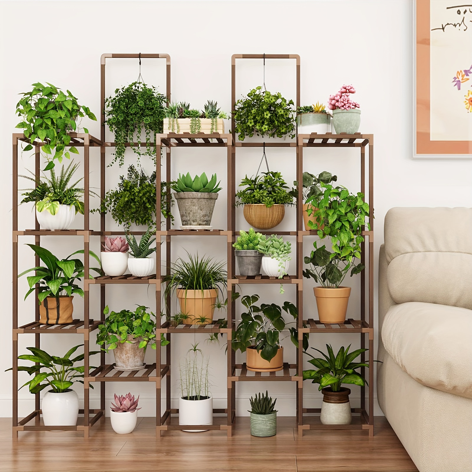 

6 Tiers Large Plant Stand Indoor Plant Shelf, Large Outdoor Rack With 13 Potted Holders, Tiered Tall Shelves For Multiple Plants, Helps You Save More Space Indoors Or Outdoors While Adding Beauty