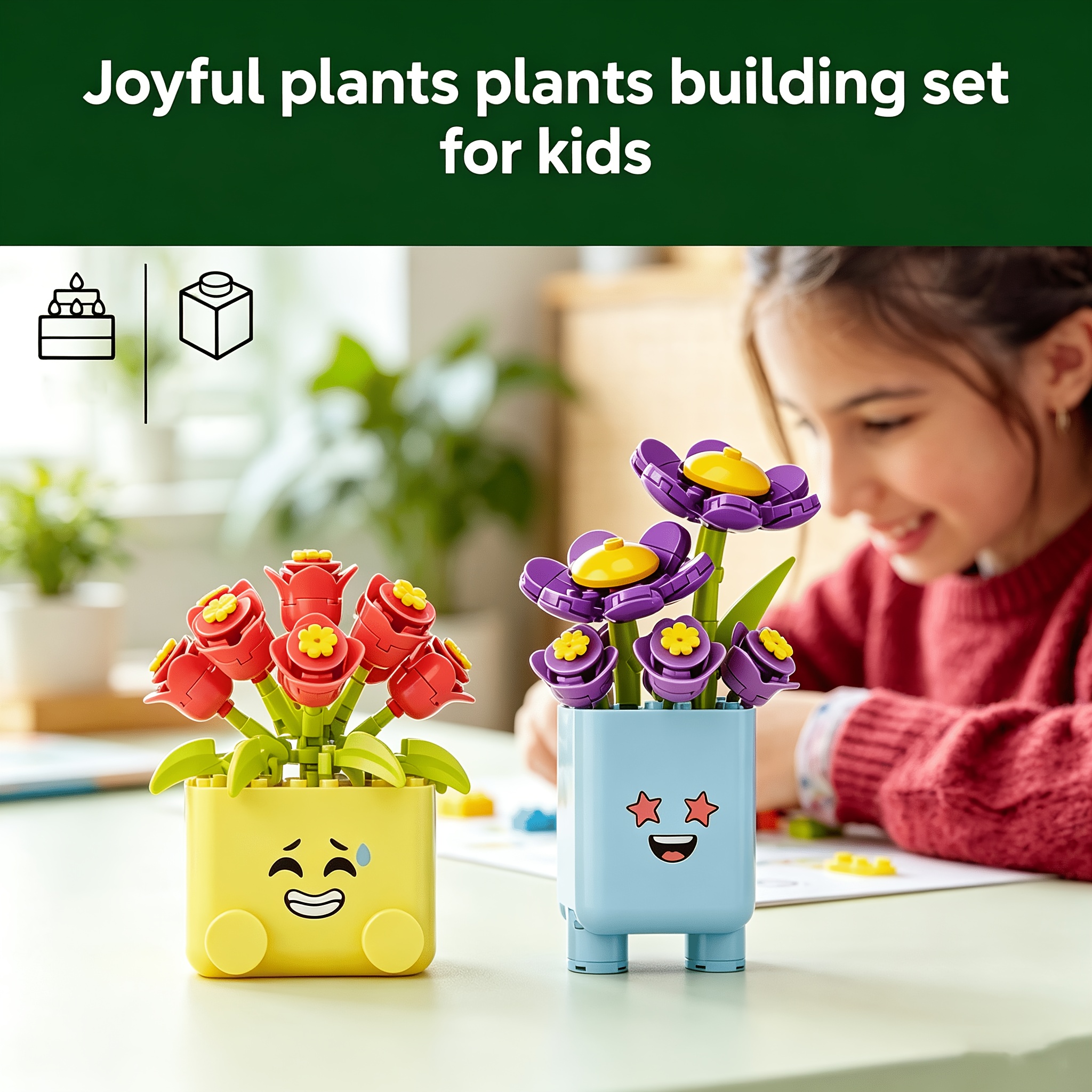 185pcs Breath And Sunflower Potted Botanical Plants Building Block Set