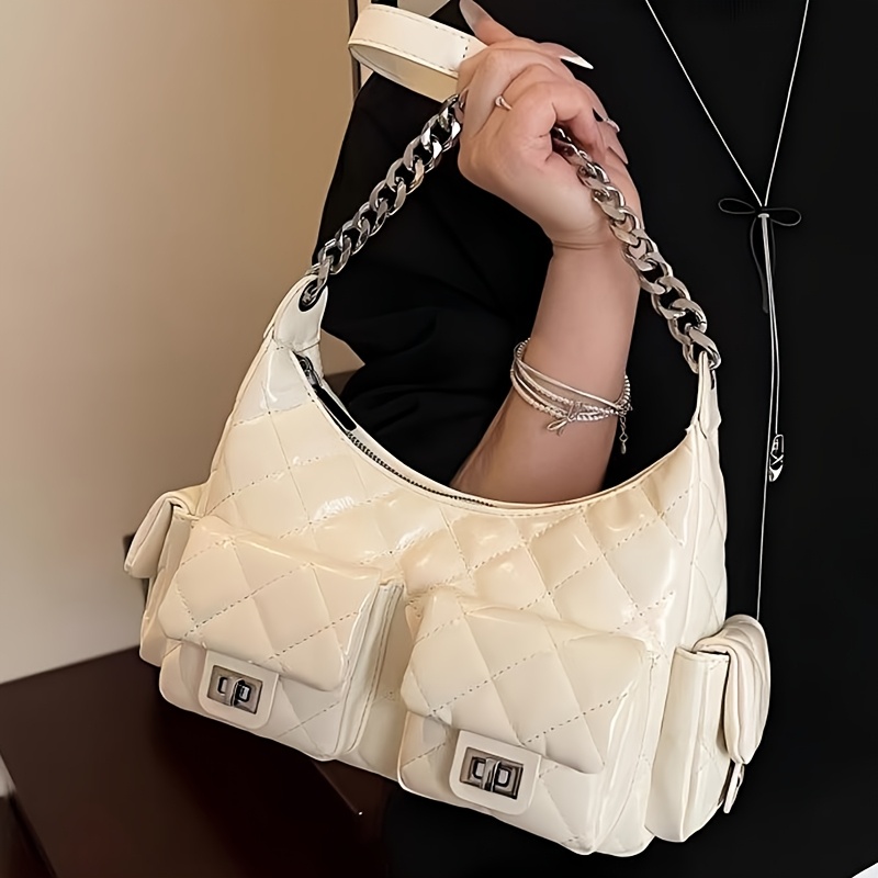 TEMU Chic Checkered Underarm Bag Women' Versatile Shoulder Body Bag