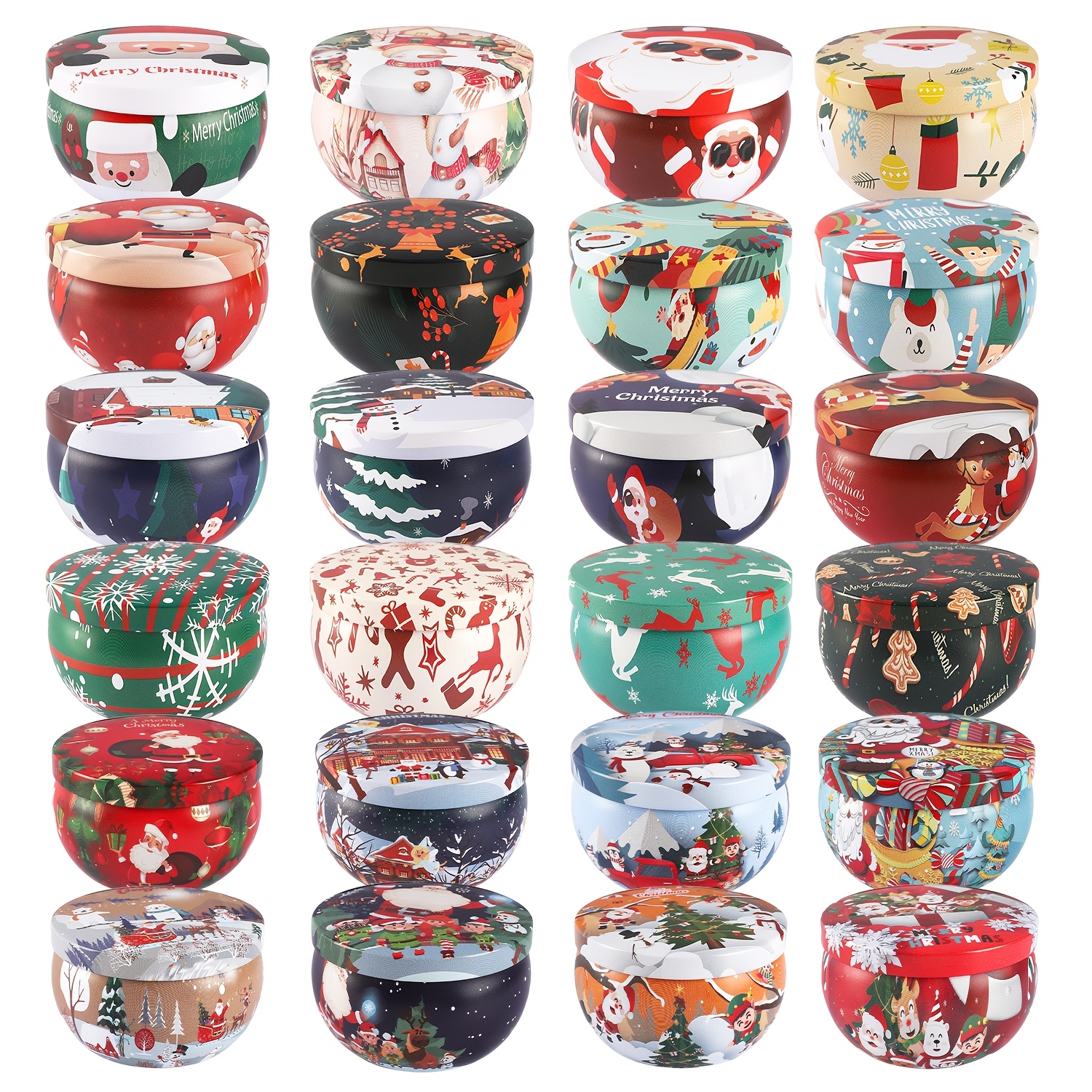 TEMU Set Of 24 Christmas Scented Candles Measuring 1.49 Inches By 2. (3.8 Cm By 6 Cm), Designed To Be Smoke-free And Non-drip. Elegant And Romantic