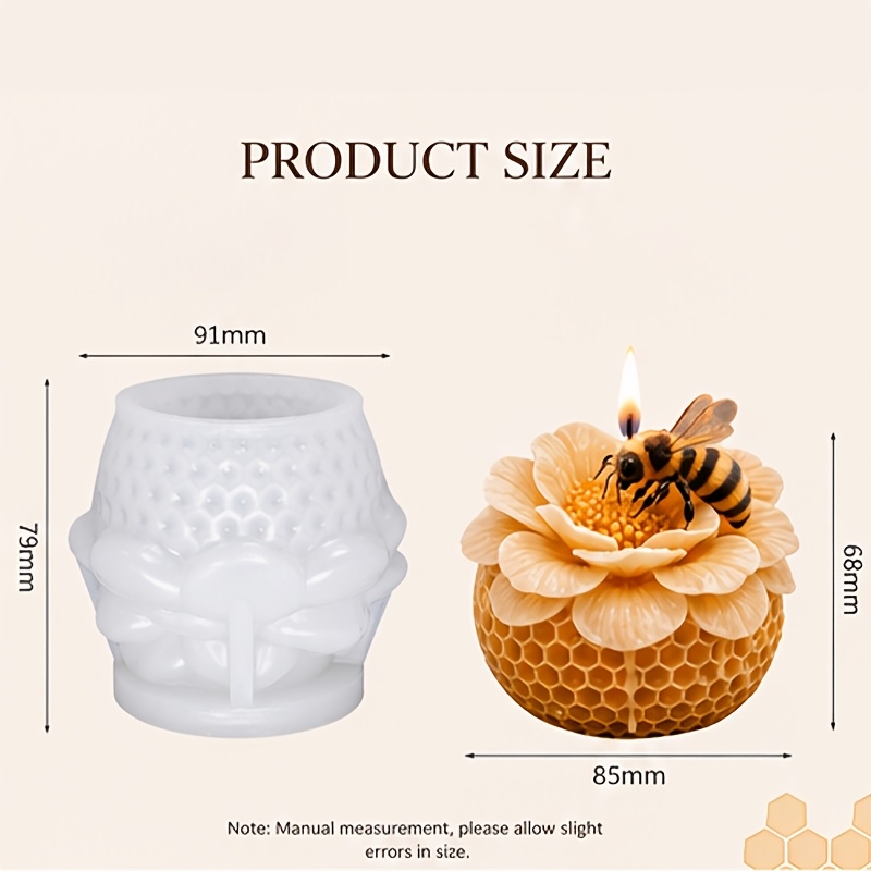 TEMU Stampo in silicone a d'ape 3D, stampaggio monoblocco, facile smontaggio, per di resina, candele profumate, saponi a , ecc. anche come regalo per