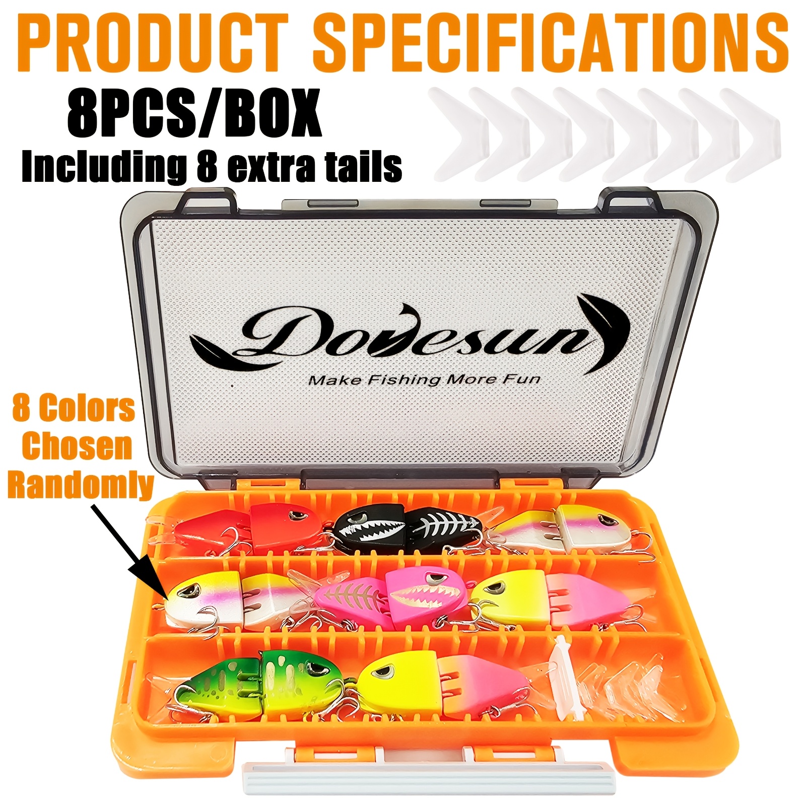 TEMU Dovesun 8 pezzi 2.4In/6Cm Mini Glide Bait per Pesca al , Esca da Pesca, Swimbait Wobbler Multi Giuntato per e , Glide Baits per , Regali di