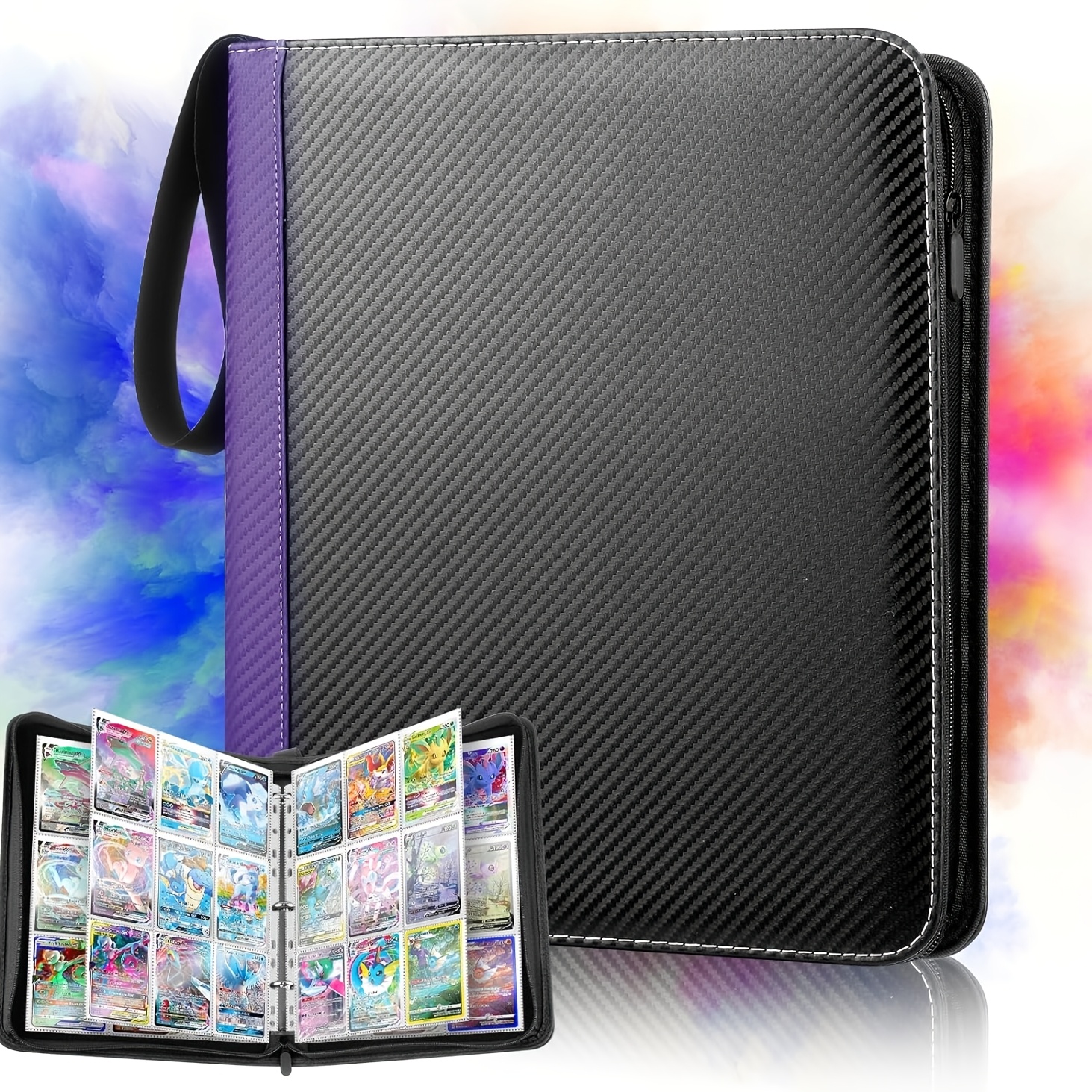 Trading Card Album, 50 Pages Trading Card Sleeves For Up To 900 Cards, Card Binder For Trading Cards, Card Organizer, Pu Material Card Binder, Compatible With Sports Cards, Mtg, Tcg (black)