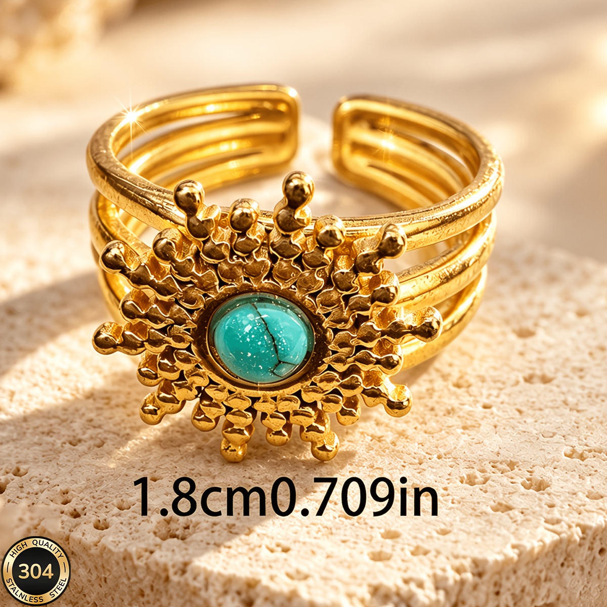 18K Gold Plated Open Ring, Classic Versatile Design