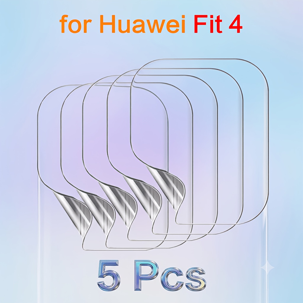 TEMU 5-pack For Huawei Watch Fit 4 5 Fit 5 Pro Ultra-thin Invisible Hydrogel Screen Protector, Full Edge Coverage Anti-scratch Anti-fingerprint