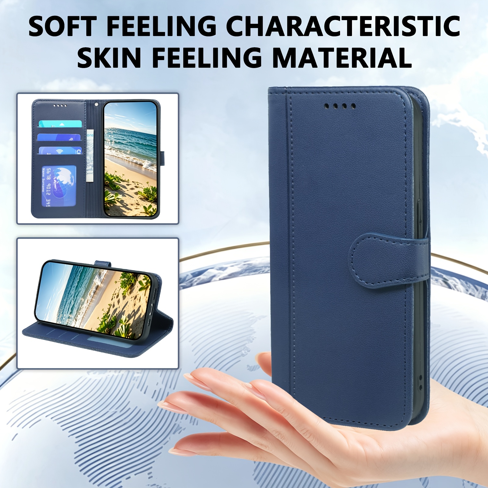 TEMU Phone Case - Flip Phone Case Compatible With Galaxy A07, A17 Wallet Cover Card Slots Holder Stand Cash Pocket, Shockproof Protection Full Body