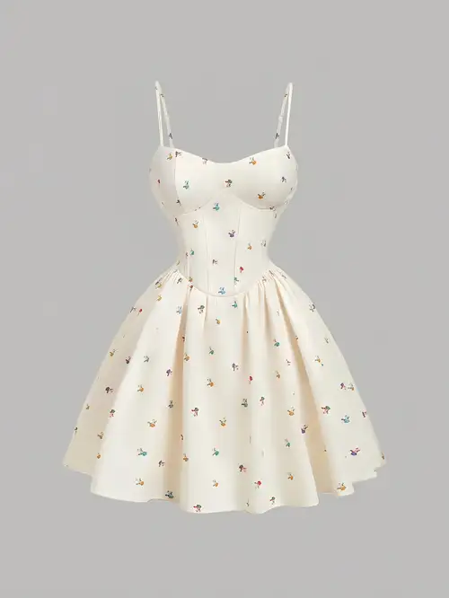 cute cream dresses Cotton Tile Embroidered Mini Dress