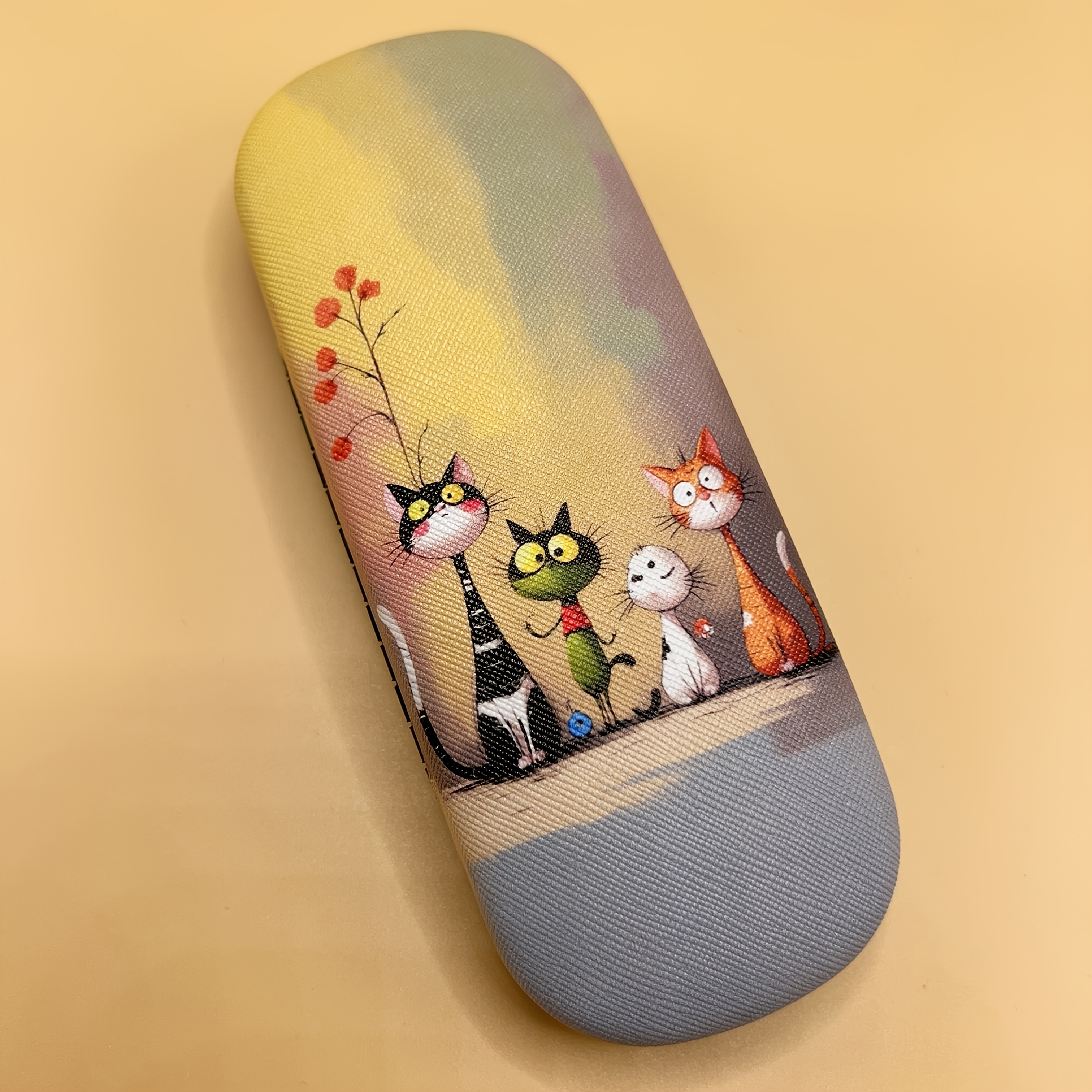 Cat Glasses Case Suitable For - Cute Four-, Scratch-resistant Protective Eyewear Cover Compatible For Glasses, Accessory - Ideal Gift For Cat Owners ( In Black, White, Gray, Orange)