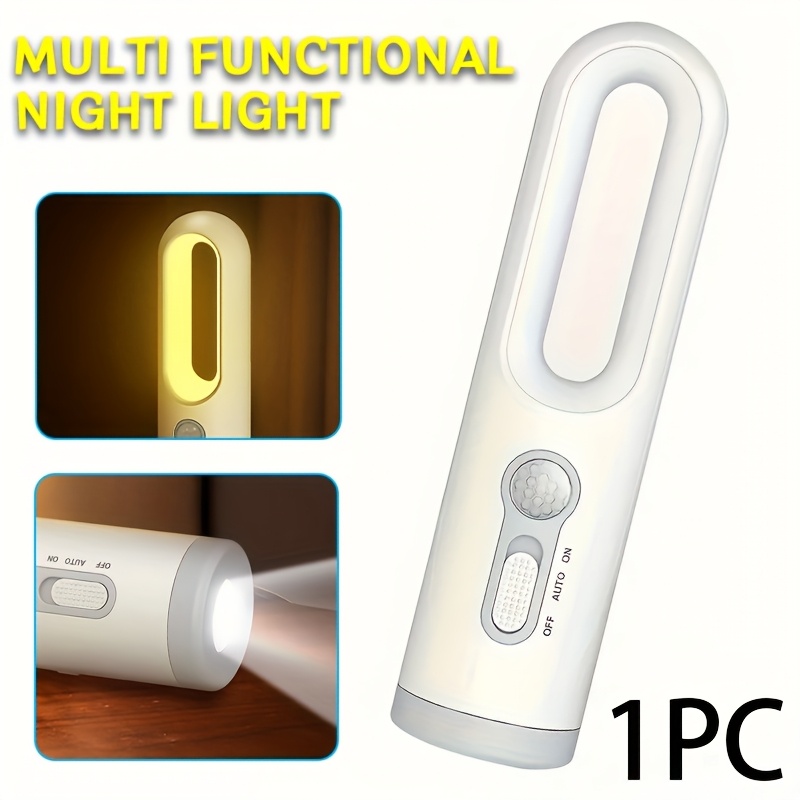 E-shop 1 Stück Multifunktionale Nachtlampe mit Bewegungsmelder, Helle Flutlichtfunktion, Tragbare Umweltfreundliche LED-Lampe, USB-Aufladbarer