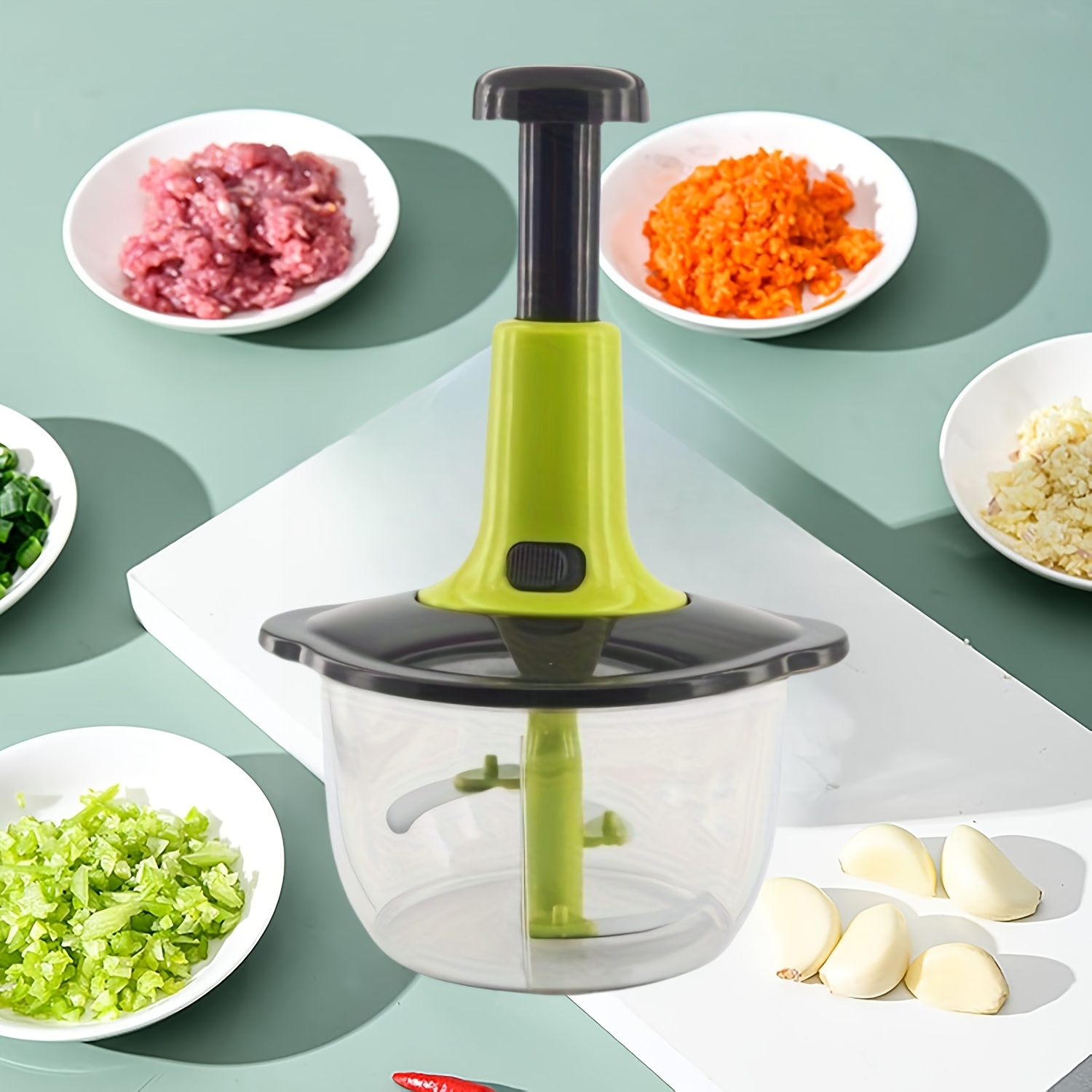 1pc   metal   chopper straight   multi function manual press chopper for vegetables fruits herbs meat mash salad   salsa essential kitchen tool for   details 2