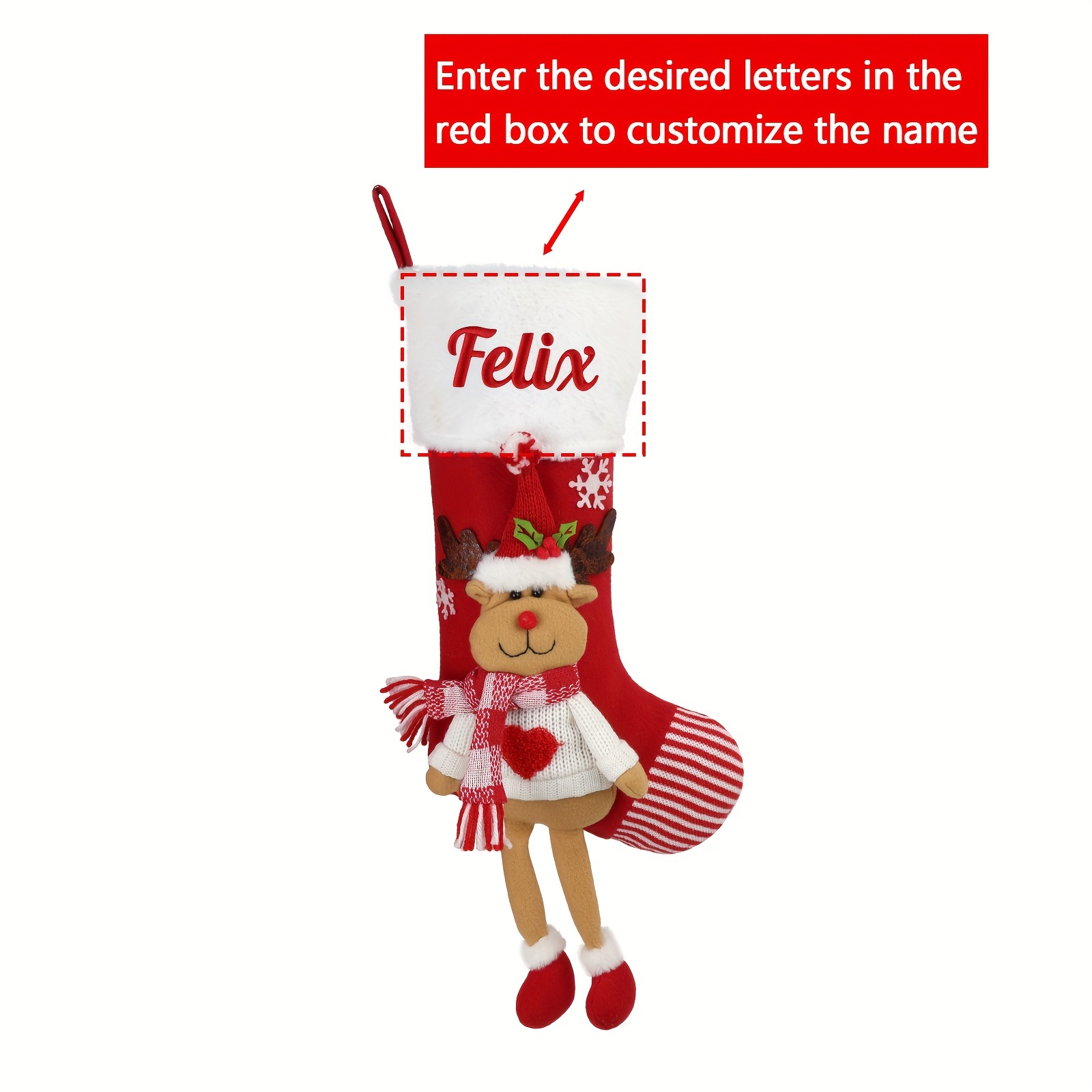 TEMU Personalized Christmas Stocking, Personalized Christmas Stockings With Name, Custom Name Family Christmas Stocking 18" Gnome Santa Claus Snowman