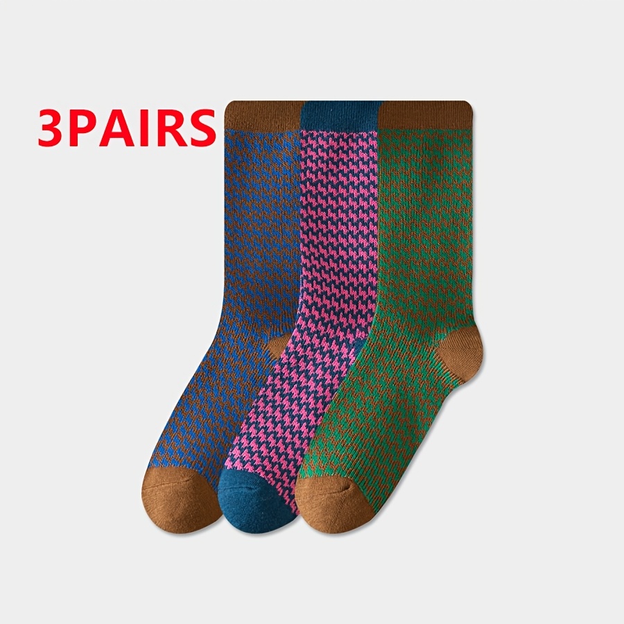 TEMU 1 paire/3 paires de chaussettes pour femme à double aiguille de style vintage, chaussettes tendance d'inspiration vintage pour femme inspirées