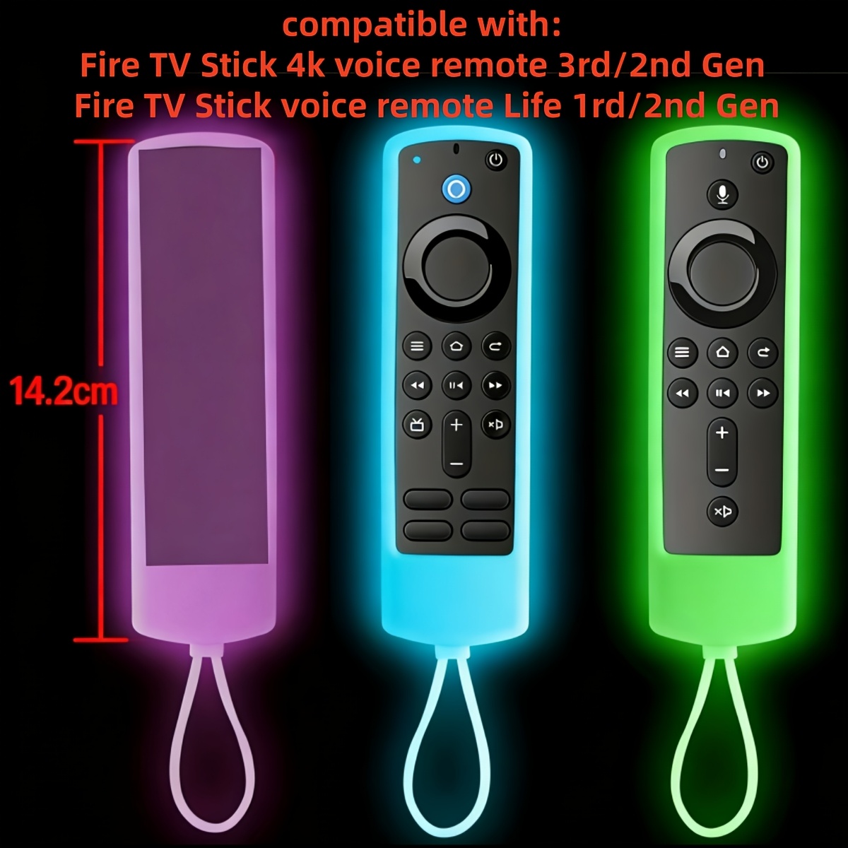 14 2cm glow in the dark silicone case cover for   4k with alexa voice remote protect your remote and enhance your gaming experience compatible with 4  cube   lanyard for  