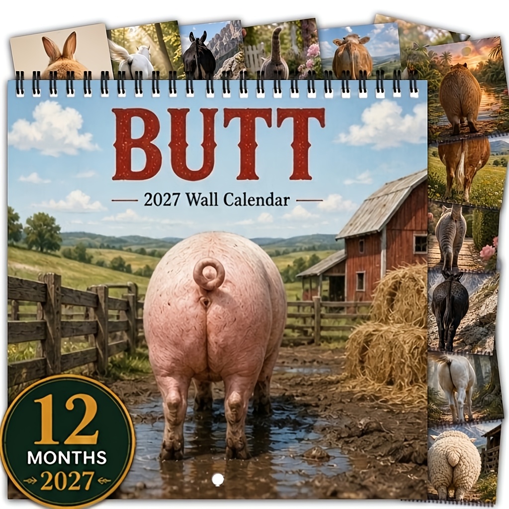 TEMU 2027 Wall Calendar, 1pc 2027 Wall Calendar, 12-month Annual Organizer 2027 Monthly Planner Habit , 21.08x21.08cm Fun Animal Wall Calendar With