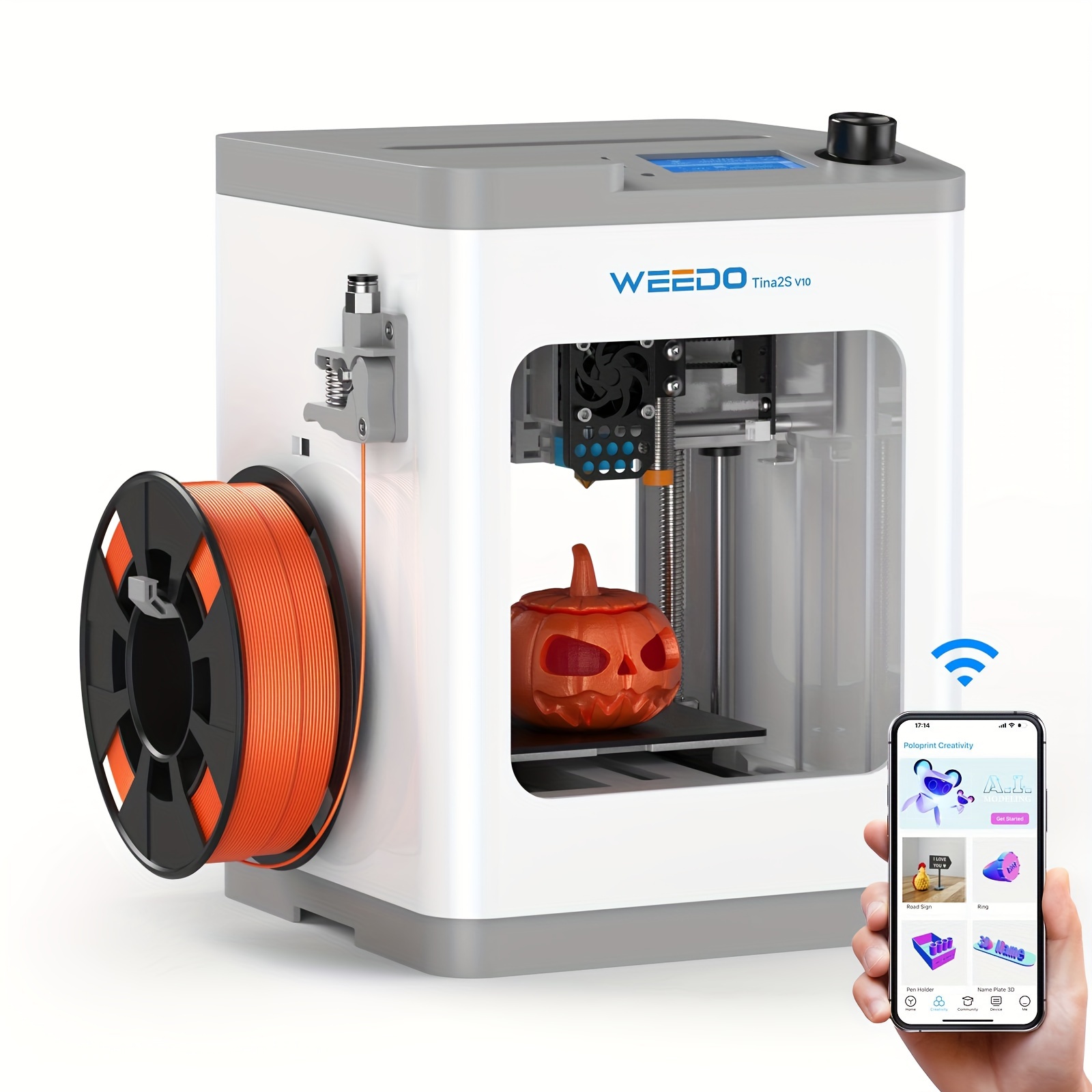 TINA2S 3D Printers for Kids And Beginners, Mini 3D Printer with WiFi Printing And Auto Leveling, Fully Assembled Small 3D Printer, Open Source Firmware, Work with PLA/PLA+/TPU