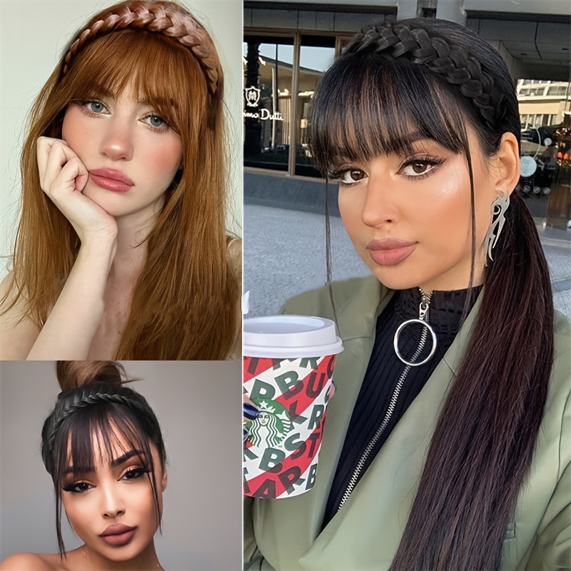 elegant womens braided headband with bangs versatile casual hair accessory for all 3