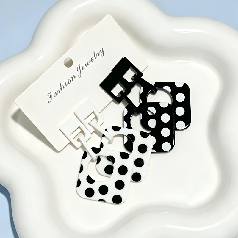 2 Pairs Elegant Rhombus Polka Dot Earrings Set