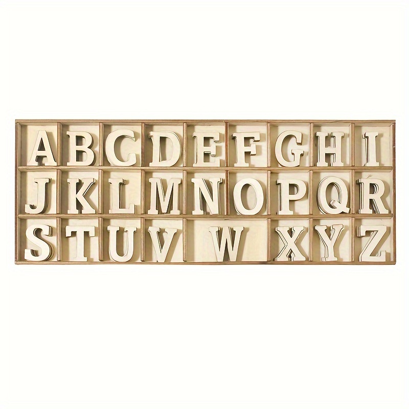 

156 Piece Wooden Alphabet Letter Set With Storage Tray - Unfinished Wood Craft Letters For Diy Home Decor, Spelling & Educational Activities