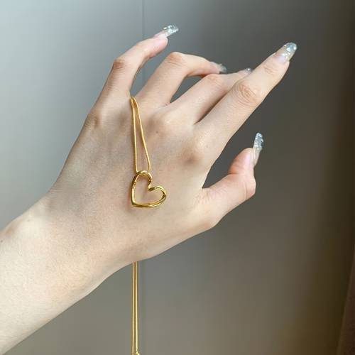bijoux brillants, collier avec pendentif cœur élégant - argenté, chaîne clavicule tendance pour femmes,