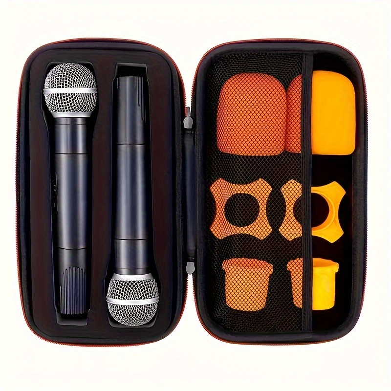 

Jeeaki Eva & Nylon Microphone Storage Case - Shock-proof, Portable Black Bag With Zipper For 2 Wireless Mics, Includes Accessories Compartment - Ideal For Musicians &