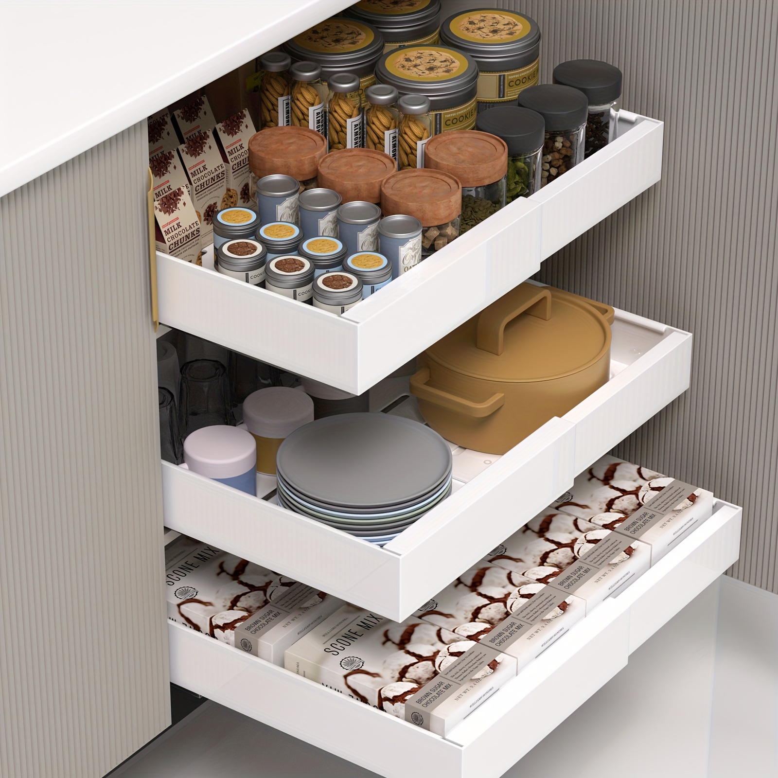 

Pull Out Cabinet Organizer Extendable Sliding Slide Out Pantry Shelves Storage No Punch For Cabinet Organization, Pantry