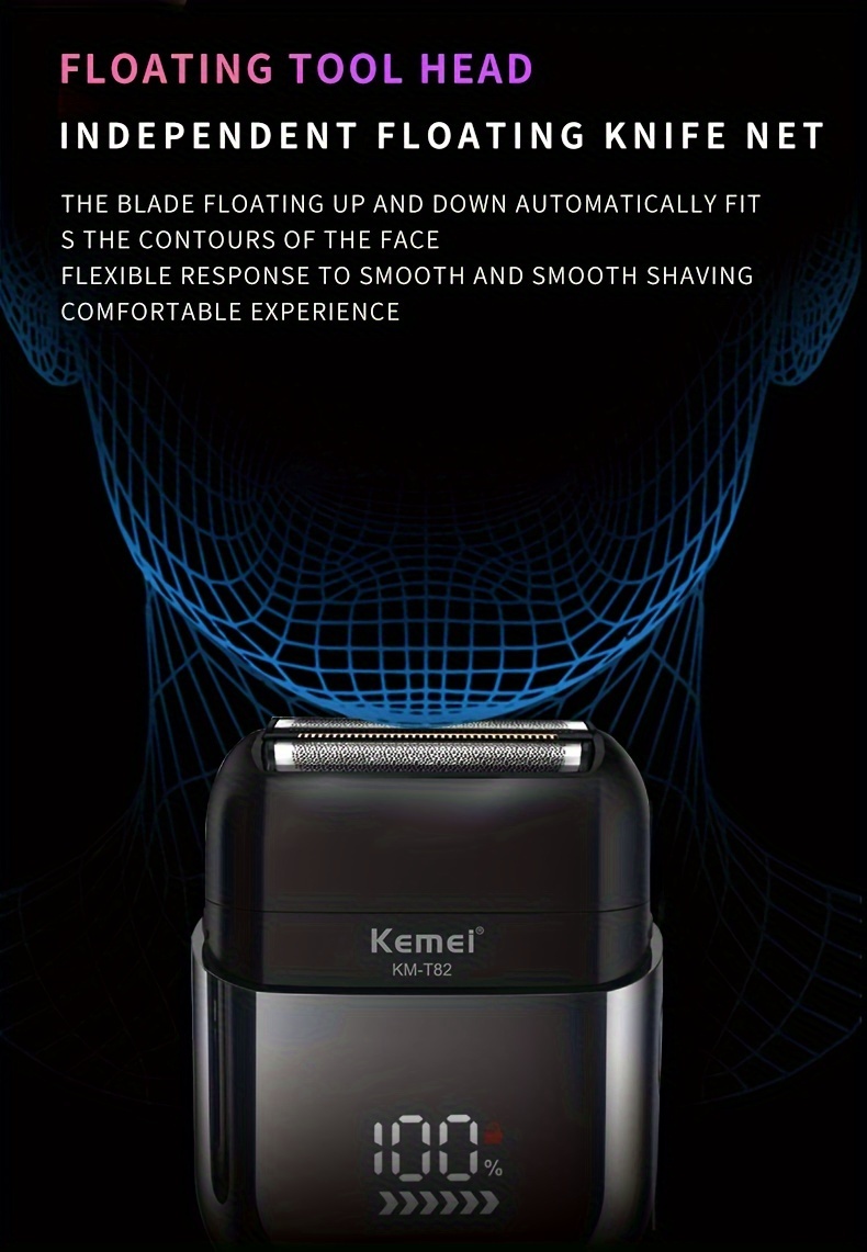   km t82 compact and portable reciprocating electric shaver with lcd display usb charging mini professional mens   Product details 3