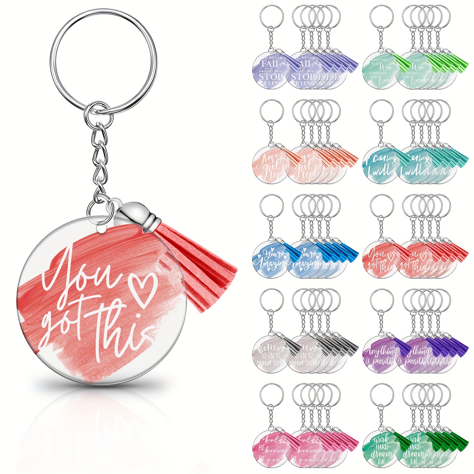 

Outus 30- Inspirational Keychains - Round Clear Key Motivational For Appreciation, You For Employees, Nurses, Coworkers,