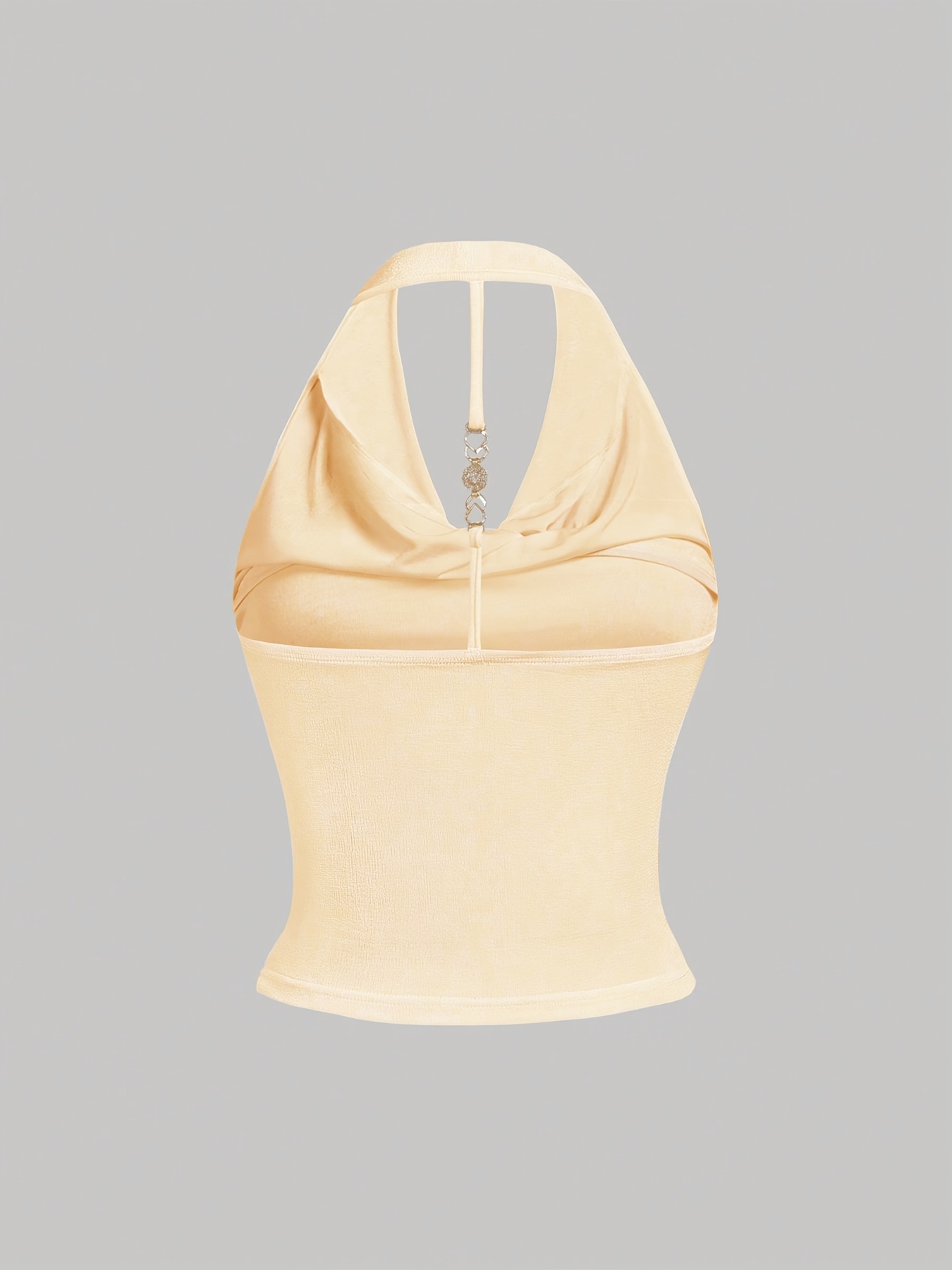 Women's Sexy Halter Neck Sleeveless Top - Semi-Sheer Stretchy Slim Fit Backless Shirt, Vibrant Yellow Solid Color, Machine Washable for Casual & Evening Outfits, Evening Wear, Backless Design, Sensual Apparel, Semitransparent Material