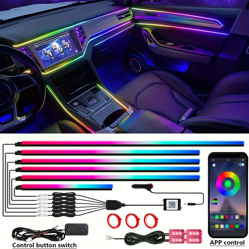 Intelligent Led Interior Lighting For Vehicles, 128 Acrylic Fiber Color Led Light Strips, Equipped With Rgb…: retailer-supplied image